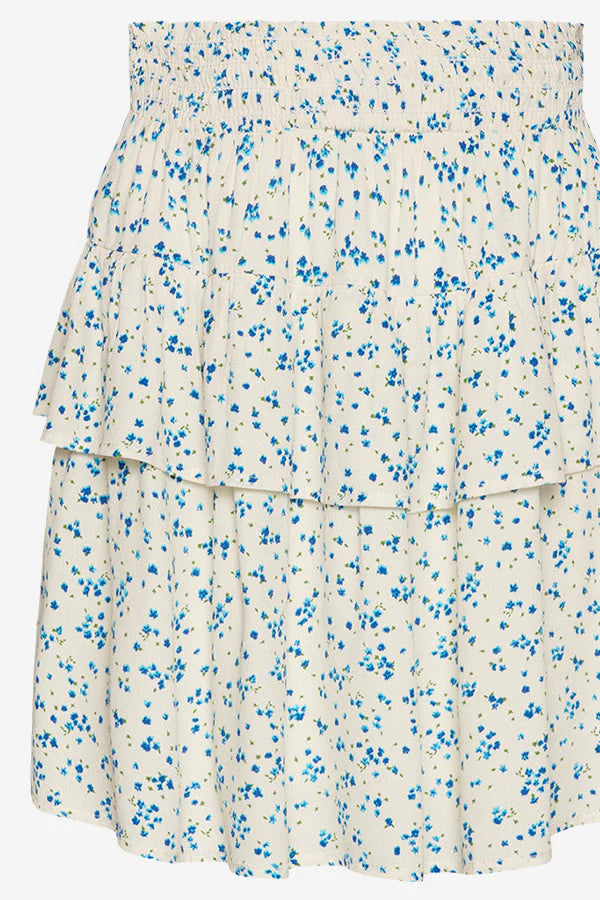 Zuez Skirt - Cream/Blue Flower